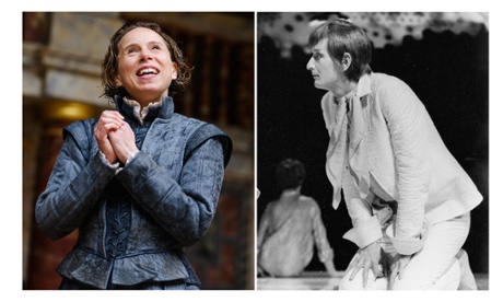 Composite images - Left to Right: Michelle Terry (Rosalind) in As You Like It by William Shakespeare @ Globe Theatre by Tristram Kenton and Ronald Pickup as Rosalind in As You Like it at the National Theatre in 1967 by Zoe Dominic