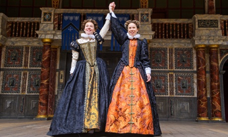 Ellie Piercy (Celia) and Michelle Terry (Rosalind) in As You Like It by William Shakespeare @ Globe Theatre. Directed by Blanche McIntyre.