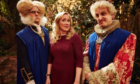 Debbie (Martha Howe-Douglas) the chosen one, with two Yonderland citizens.