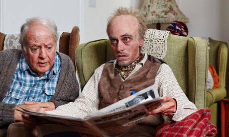 Richard Syms as Old Man with Mackenzie Crook as Mysterious Old Man.