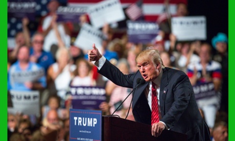 Republican Presidential candidate Donald Trump addresses supporters during a political rally at the Phoenix Convention Center on July 11, 2015 in Phoenix, Arizona.