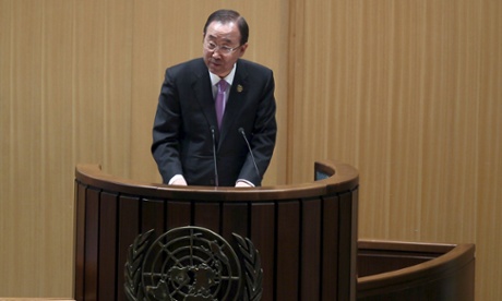 The UN secretary general Ban Ki-moon addresses the opening of the third international conference on financing for development in the Ethiopian capital, Addis Ababa.