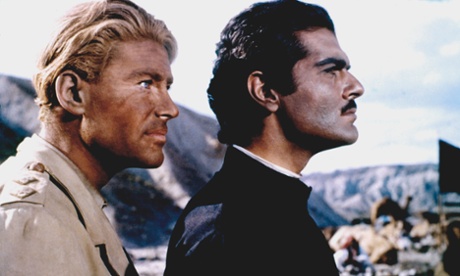 Peter O'Toole and Omar Sharif on the set of Lawrence of Arabia.