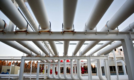 A series of pipes direct natural gas at a Williston Basin Interstate Pipeline