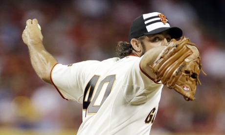 You ain't seen me, right? National League's Madison Bumgarner, of the San Francisco Giants, throws during the fourth inning of the MLB All-Star baseball game.