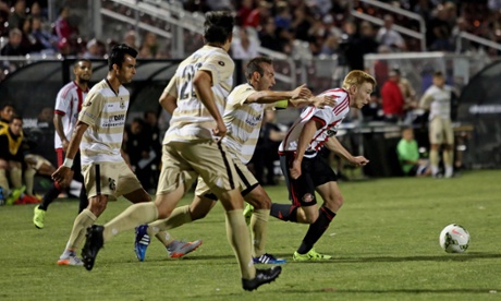 Duncan Watmore of Sunderland gives the Sacramento Republic defence the runaround during their Pre Season Friendly match at Bonney Field in Sacramento, United States.