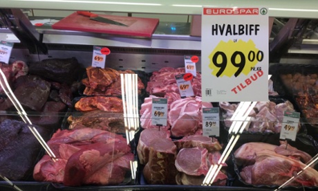 Whale meat on display 