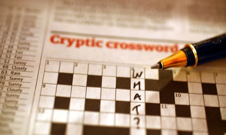Cryptic crossword on newspaper