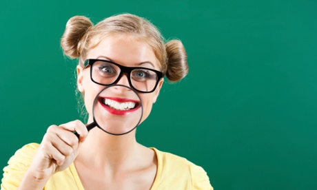 Woman with shiny, white teeth