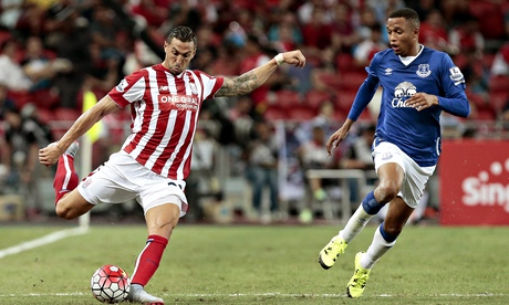 Everton's Tyias Browning and Stoke City's Geoff Cameron