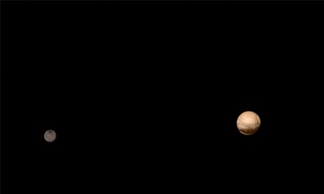 Pluto, right, and its moon Charon.