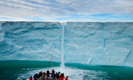 meltwater waterfall icecap cruise ship