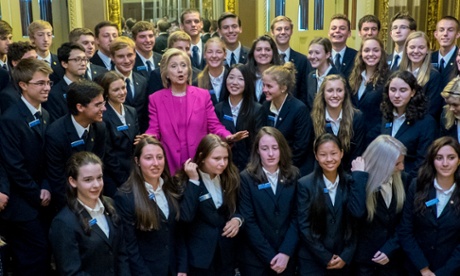 Invisible in plain sight: with the Senate pages Tuesday.