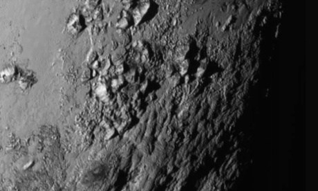 A close-up image of a region near Pluto's equator