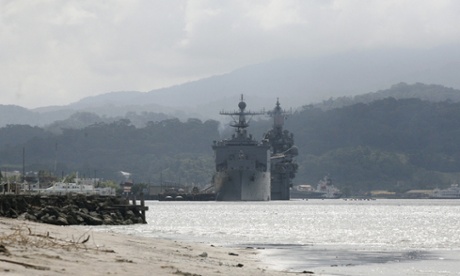 US warships docked at Subic bay in October 2014.