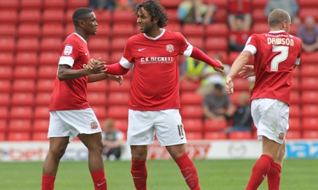 Mido, middle, at pre-season training with Barnsley in 2012.