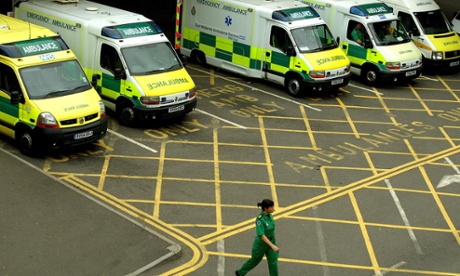 Ambulances parked outside a hospital