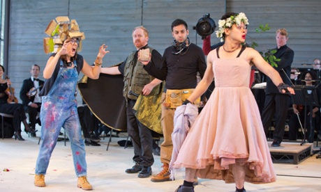 Lovers and madmen: Sophie Khan Levy as Lion attacks Chris Lew Kum Hoi as Thisbe