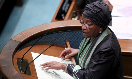Talking the talk … the Liberian president Ellen Johnson Sirleaf at the opening of the development finance summit in Addis Ababa.