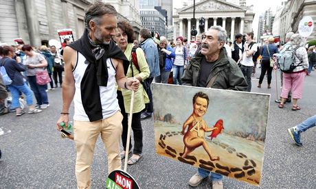 an anti-austerity protest in London