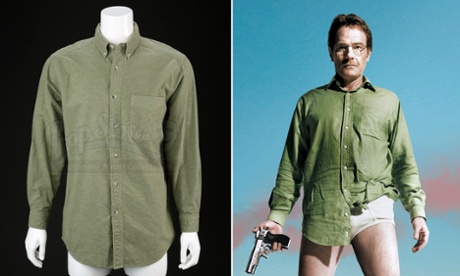 Walter White’s green flannel button-up shirt; briefs model’s own …