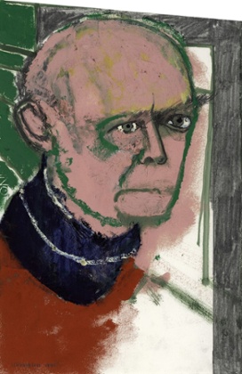 William Utermohlen, Self Portrait (with Red Shirt), 1996, painted the year after his daignosis.