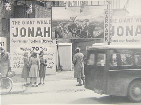 a travelling Jonah the Whale show reaches Rugby, March 1954.