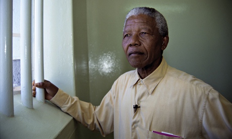 Nelson Mandela Revisits His Prison Cell