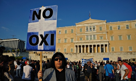 'No' supporters in referendum rally in front of Greek Parliament