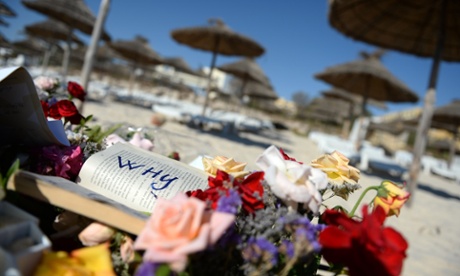 Sousse, Tunisia, where notes and flowers have been placed at the site of a terror attack last Friday.