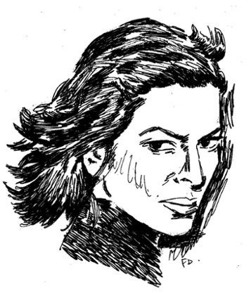Bianca Jagger drawn by Fionnuala Doran