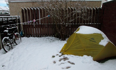 A student spent a year living in this tent to save money - even during the snowy months of the year.