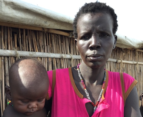 Tabitha Nyakuon Gai, who walked for two days to reach the safety of the camp