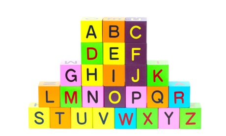 Wooden alphabet blocks with letters isolated