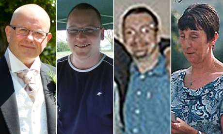 Derek Moore, Jason Shingler, William Barks and  Dorothy Bailey who have been named as the four people feared dead after the a mill explosion in Bosley, Cheshire.
