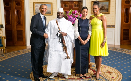 President Yahya Jammeh with Barack and Michelle Obama at the White House in 2014.