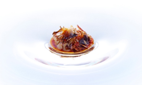 Textures compete in the dish XO Sea where a salty stock is brought to the table in an iron tea pot and poured over seafood.