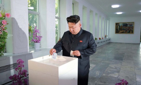 North Korean leader Kim Jong-Un voting in the election this week.