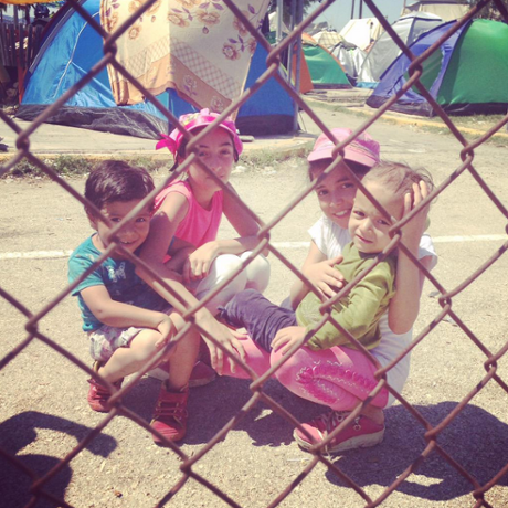 No place for children: makeshift site in Lesvos with an estimated 5,000 refugees today.
