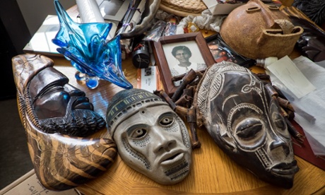 We wear the mask … visitors are free to explore the Vanley Burke exhibition.