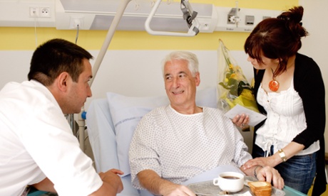 Model family on visit to relative in hospital