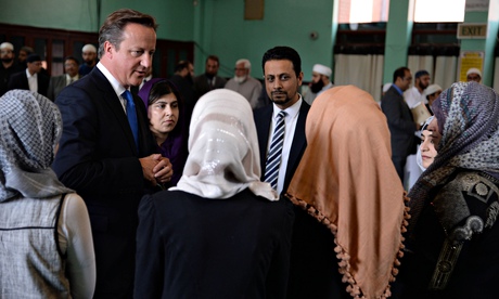 David Cameron visiting a mosque in Manchester in 2013