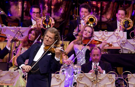 Dutch conductor and violinist André Rieu on stage.