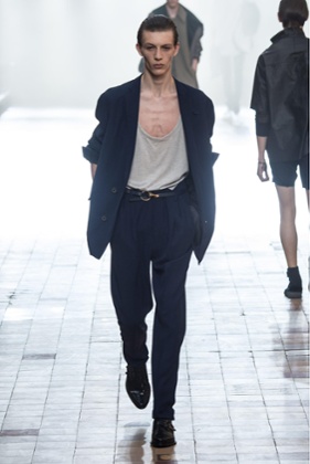 A model on the catwalk at the Lanvin show, SS16, Paris.