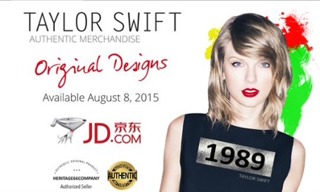 Taylor Swift 1989 merchandise to be sold in China.