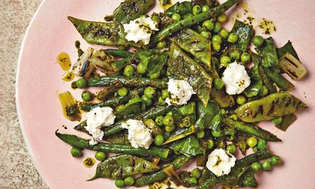Char-grilled greens with sorrel and mint