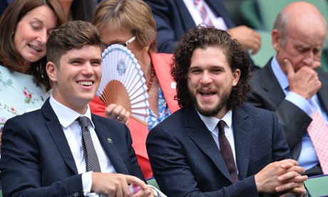 Kit Harington enjoying a game at Wimbledon's Centre Court.