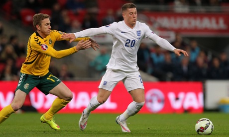 Ross Barkley, here in action for England against Lithuania, is a regular in Roy Hodgson's squad.