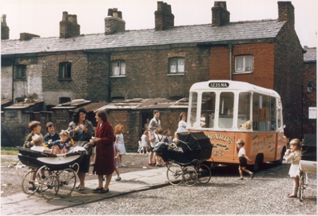 The ice-cream van visits Hulme, July 1965.