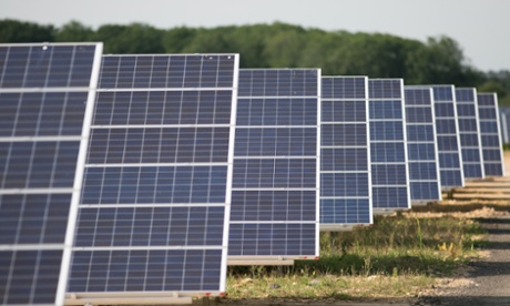 Solar panels at Kencot solar farm in Lechlade, Gloucestershire